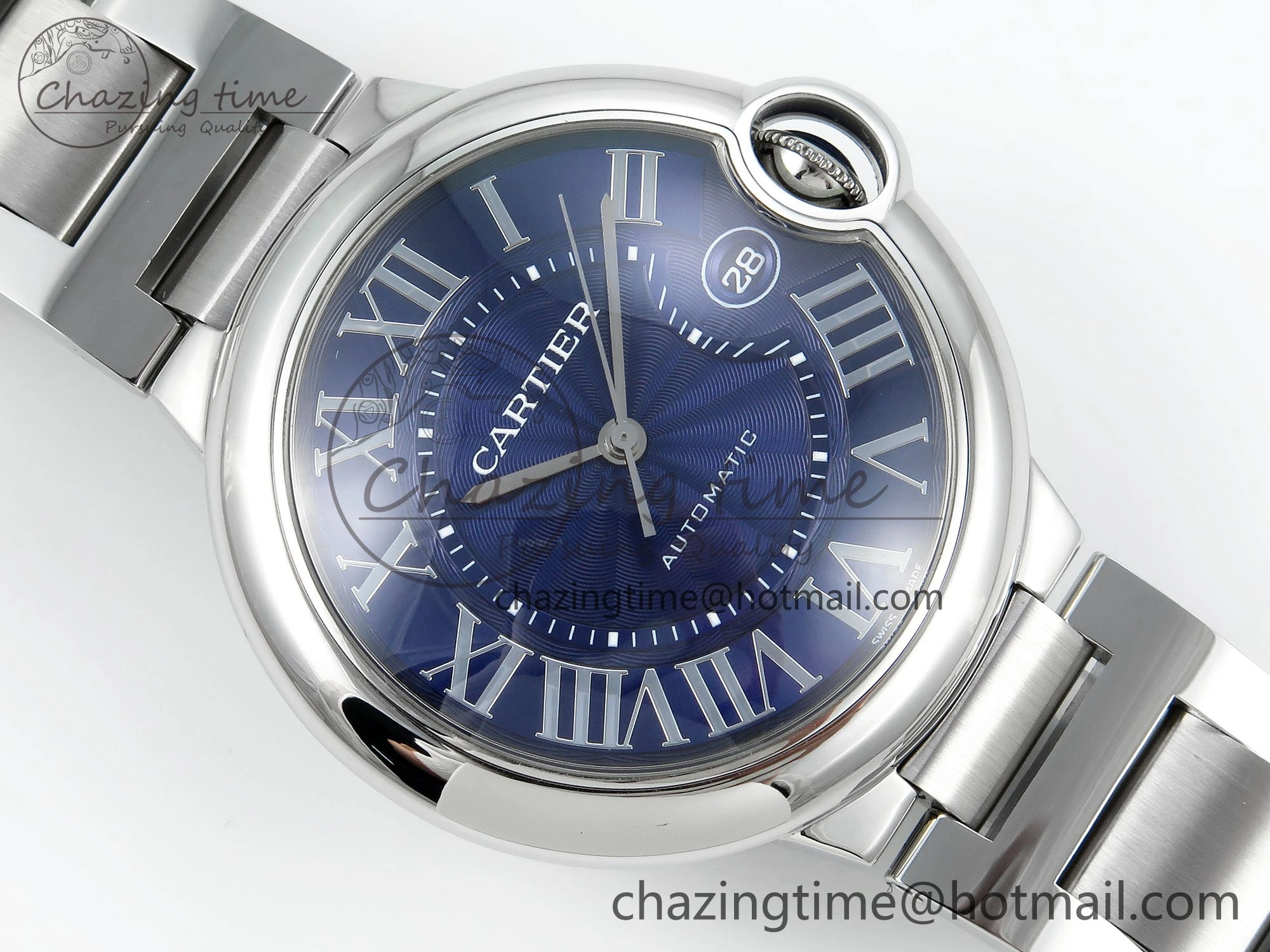 Ballon Bleu 40mm SS CHF 1:1 Best Edition Blue Texture Dial on SS Bracelet A2824