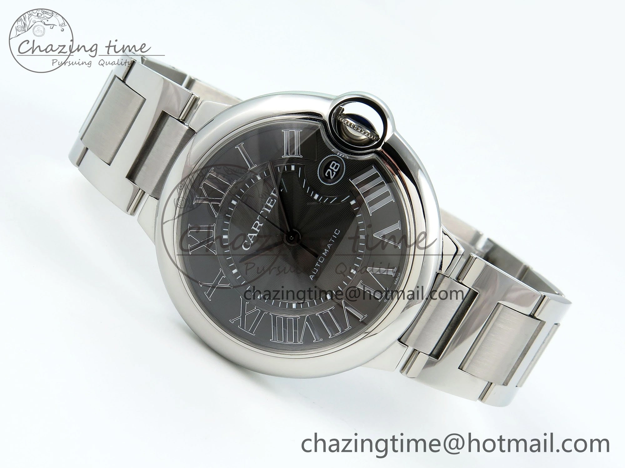 Ballon Bleu 40mm SS CHF 1:1 Best Edition Grey Texture Dial on SS Bracelet A2824