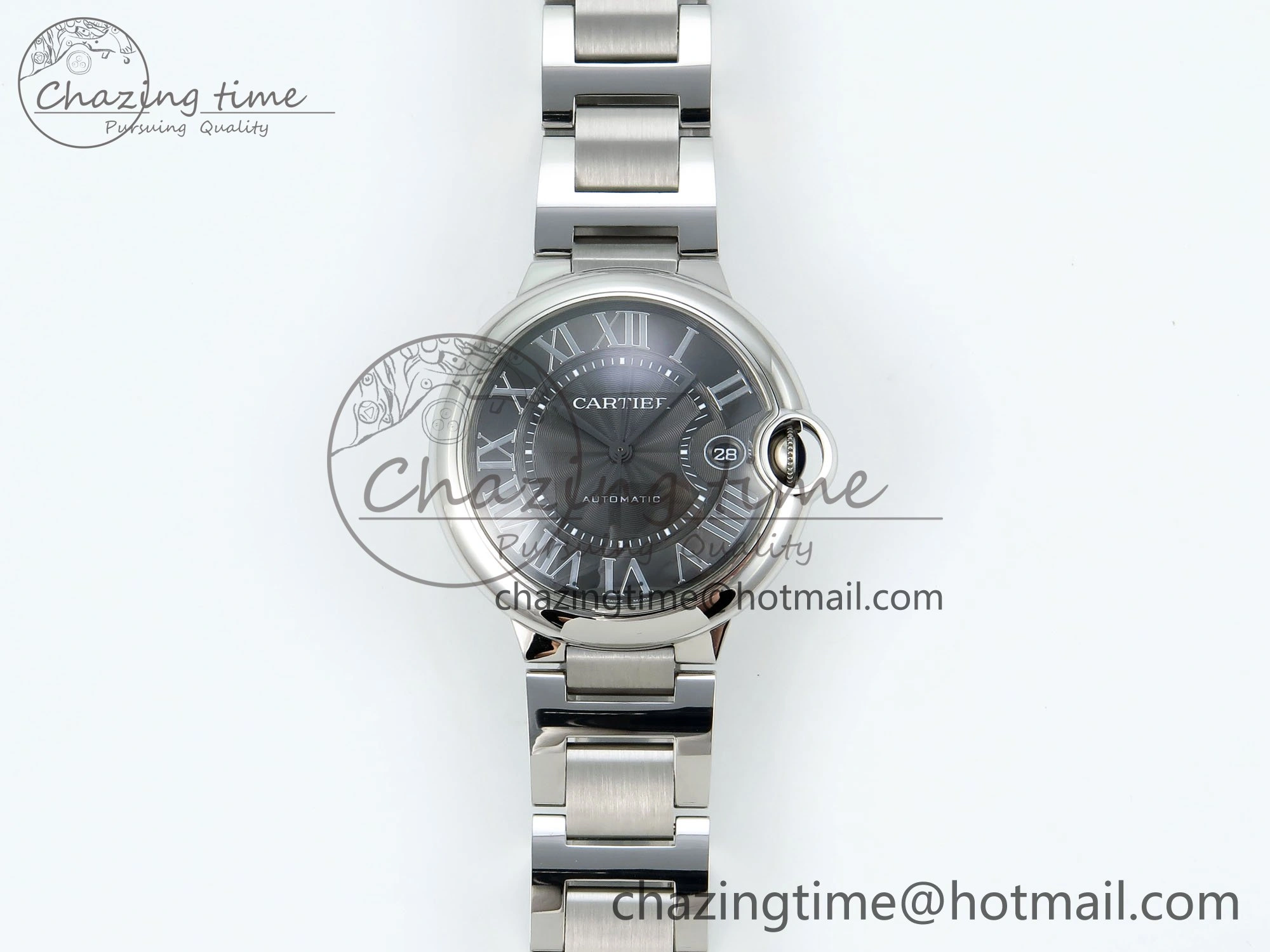 Ballon Bleu 40mm SS CHF 1:1 Best Edition Grey Texture Dial on SS Bracelet A2824