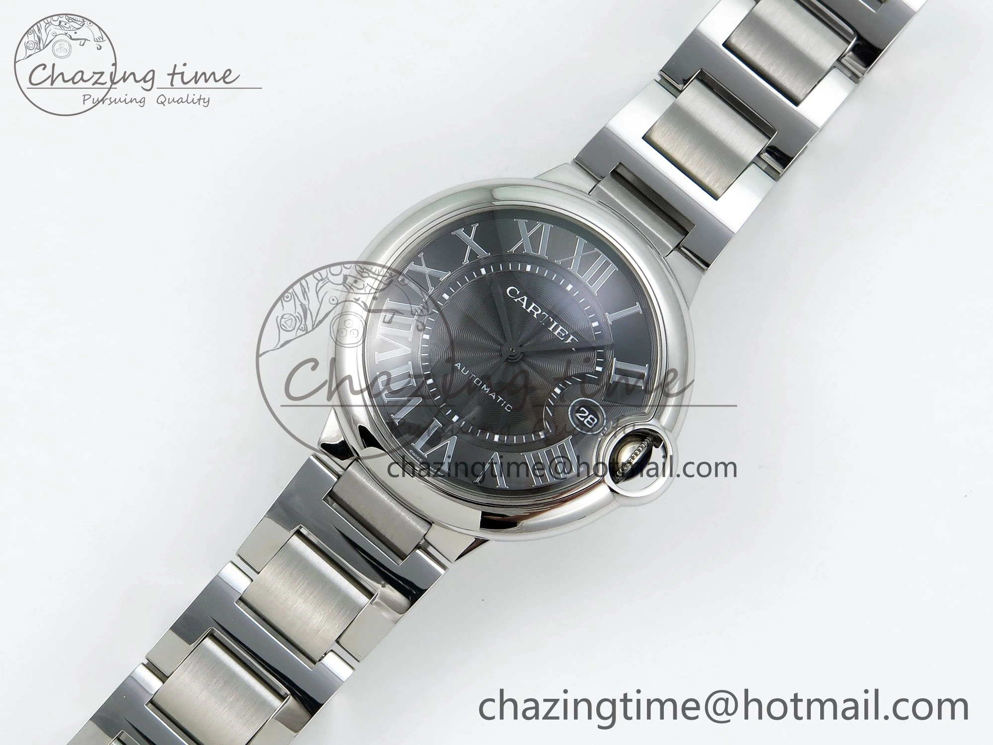 Ballon Bleu 40mm SS CHF 1:1 Best Edition Grey Texture Dial on SS Bracelet A2824