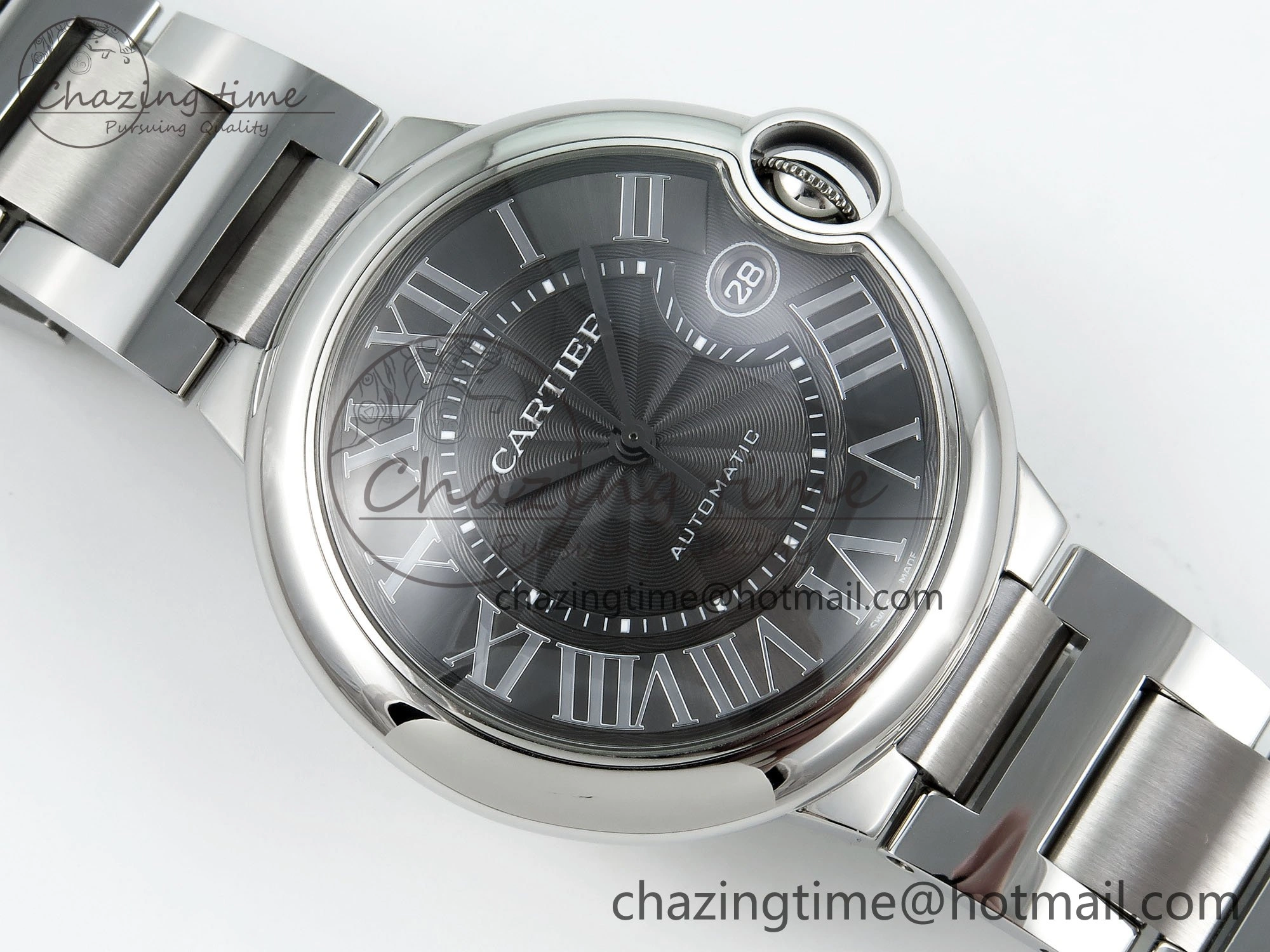 Ballon Bleu 40mm SS CHF 1:1 Best Edition Grey Texture Dial on SS Bracelet A2824