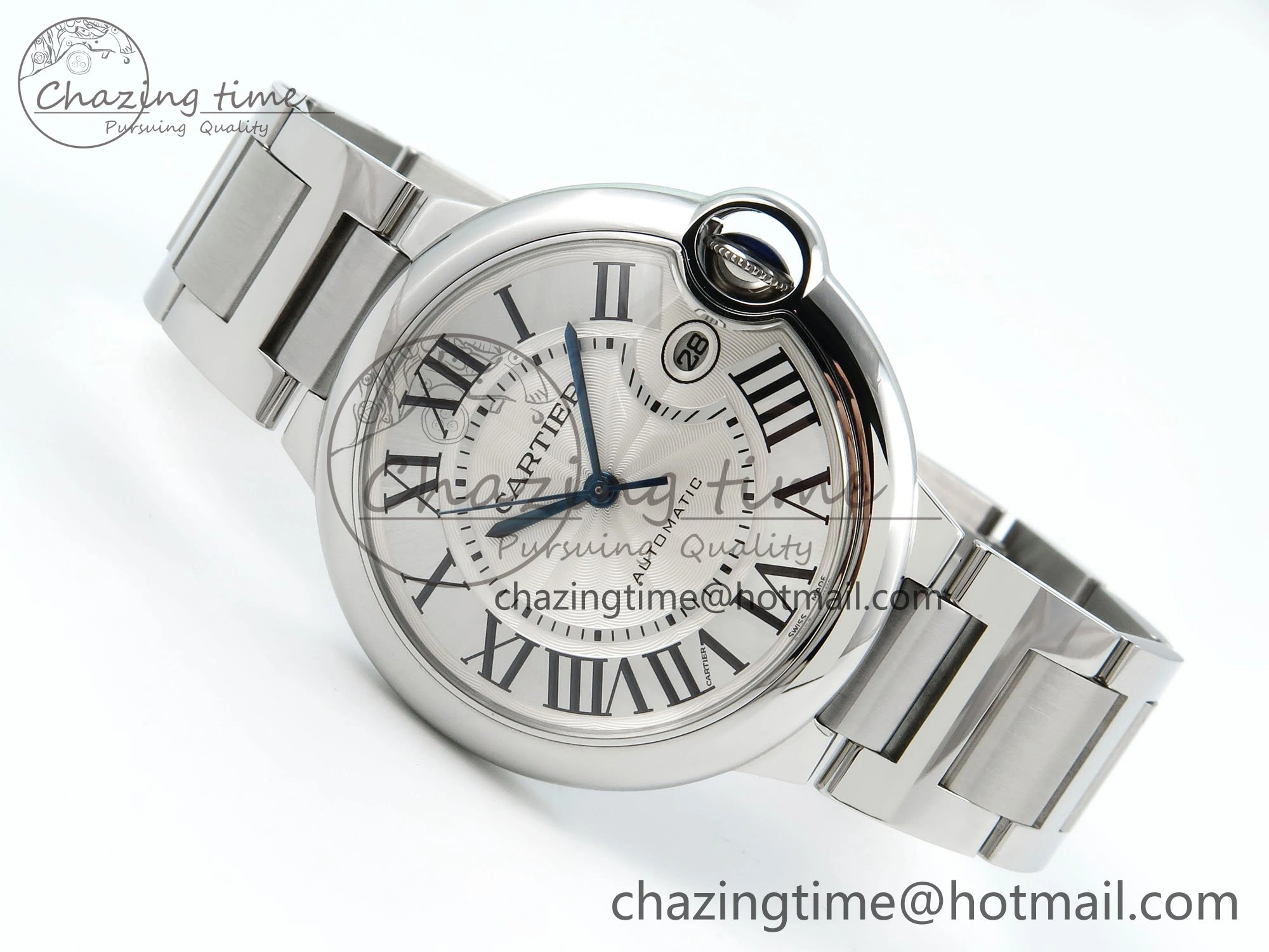 Ballon Bleu 40mm SS CHF 1:1 Best Edition White Texture Dial on SS Bracelet A2824