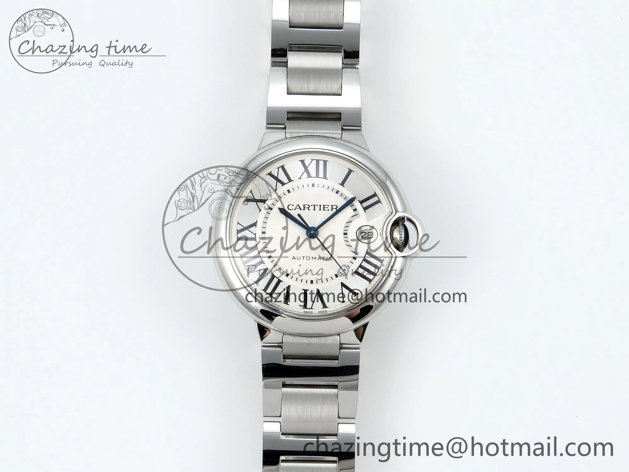 Ballon Bleu 40mm SS CHF 1:1 Best Edition White Texture Dial on SS Bracelet A2824