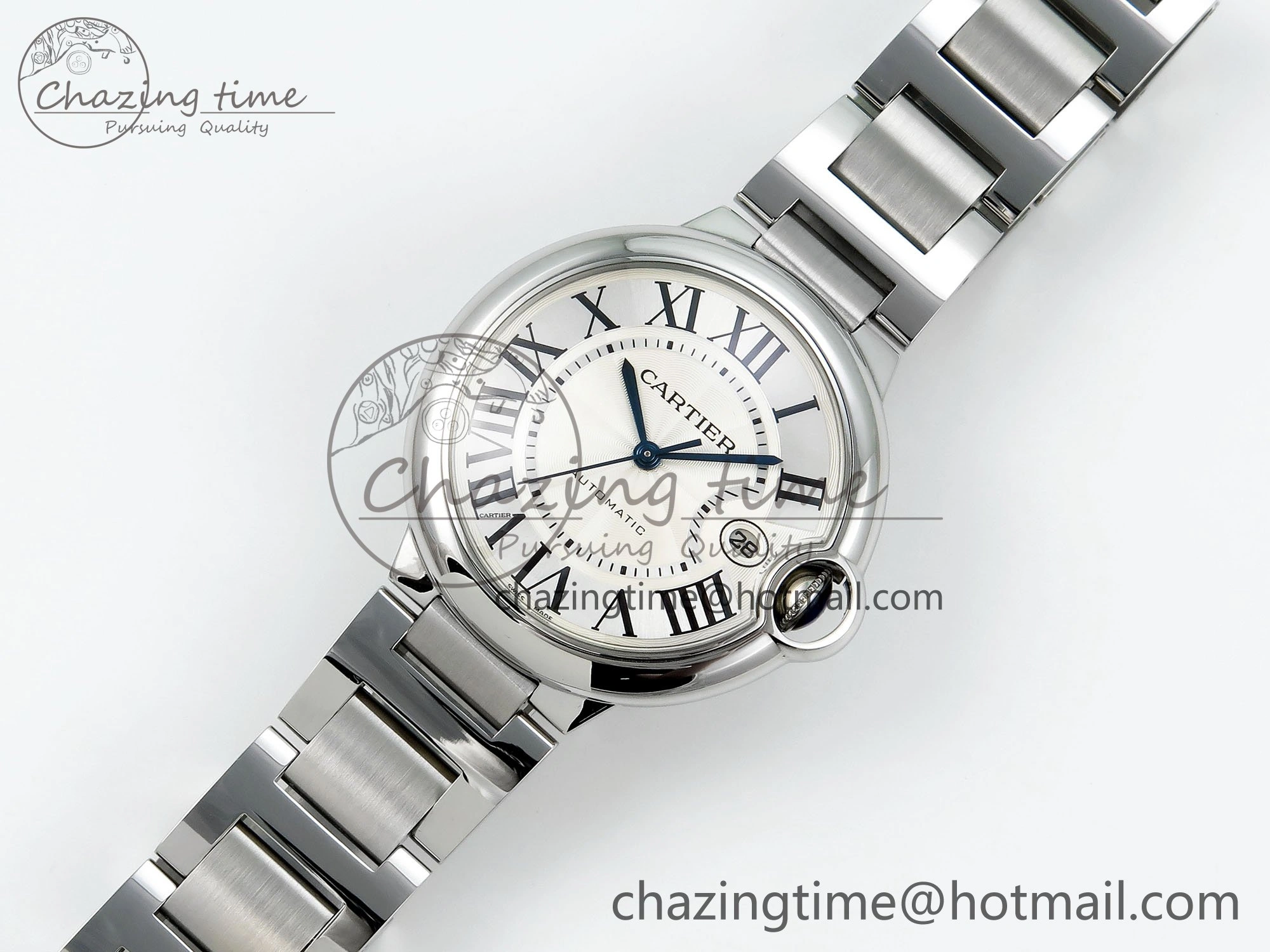 Ballon Bleu 40mm SS CHF 1:1 Best Edition White Texture Dial on SS Bracelet A2824