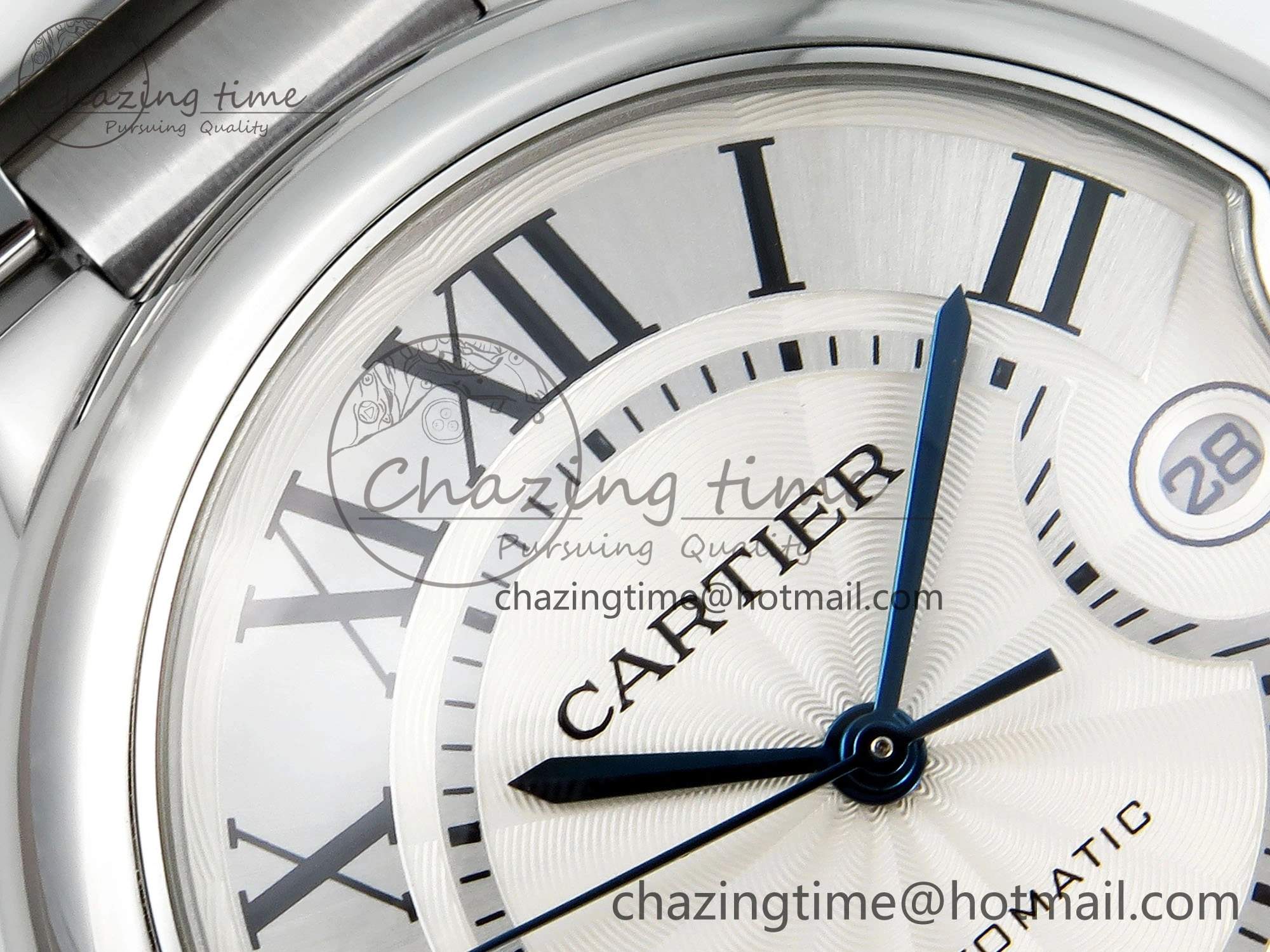 Ballon Bleu 40mm SS CHF 1:1 Best Edition White Texture Dial on SS Bracelet A2824