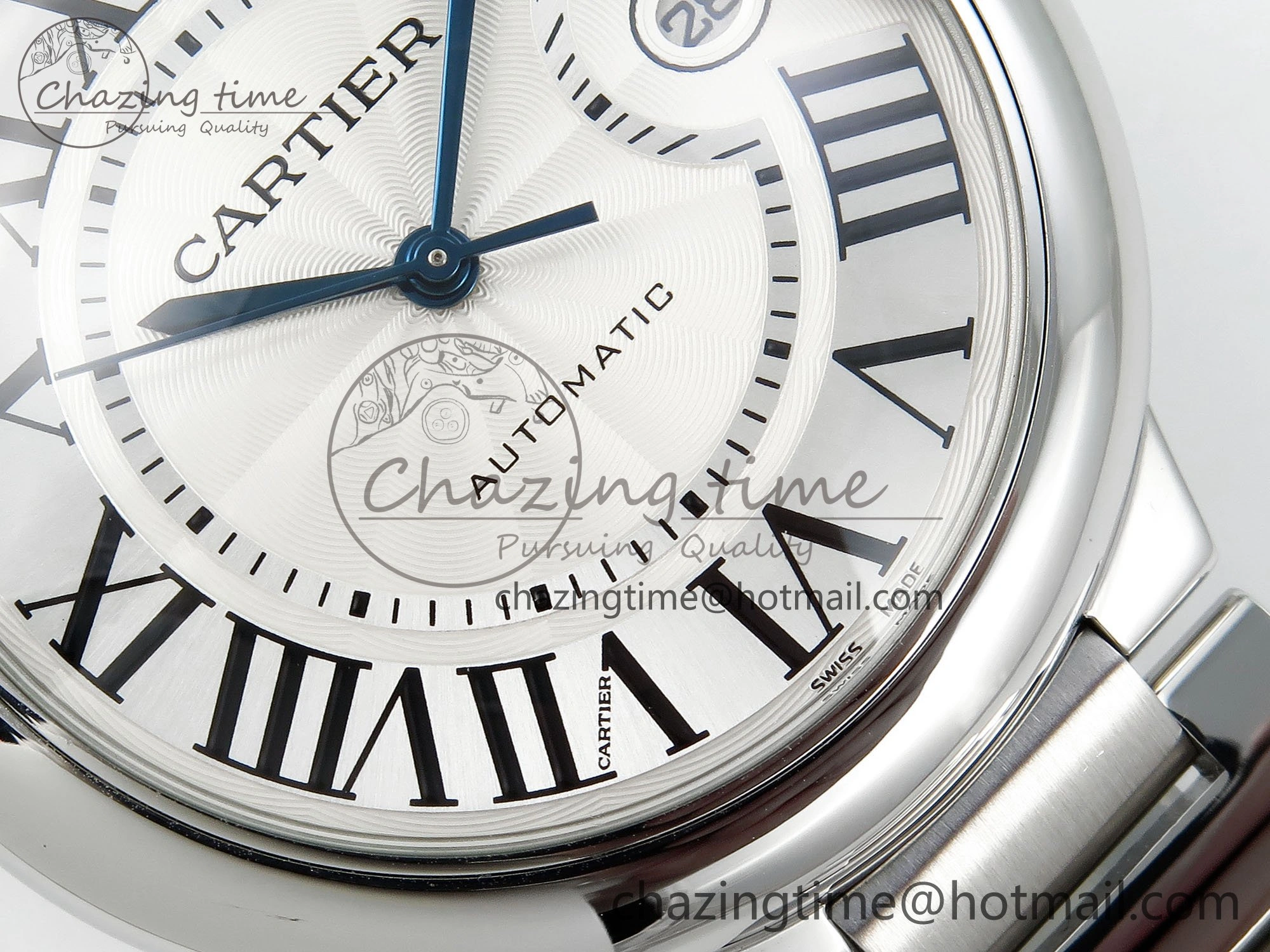 Ballon Bleu 40mm SS CHF 1:1 Best Edition White Texture Dial on SS Bracelet A2824