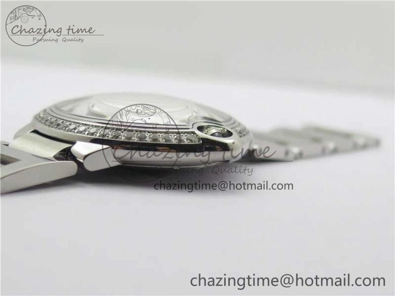 Ballon Bleu 42mm Crystal Bezel SS V6F 1:1 Best Edition White Texture Dial on SS Bracelet A2824
