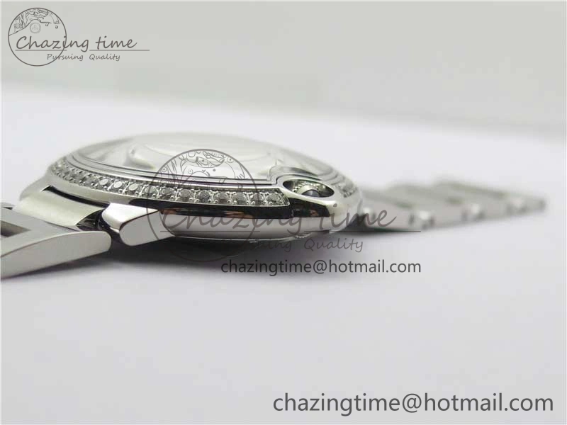 Ballon Bleu 42mm Crystal Bezel SS V6F 1:1 Best Edition White Texture Dial on SS Bracelet A2824