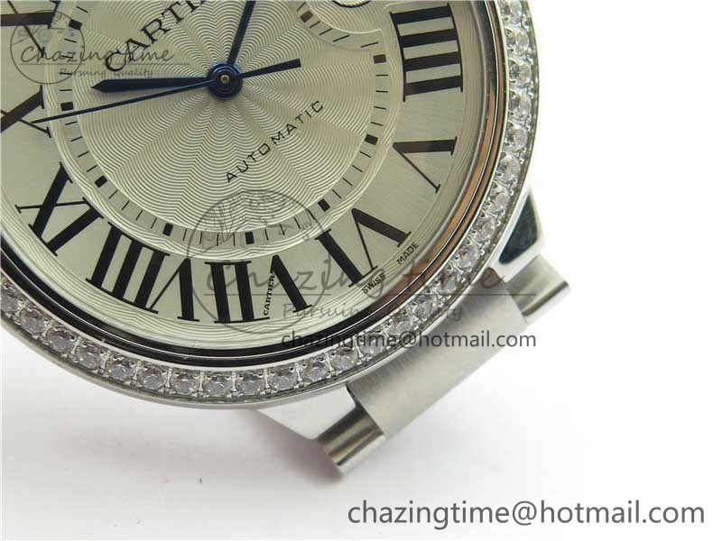 Ballon Bleu 42mm Crystal Bezel SS V6F 1:1 Best Edition White Texture Dial on SS Bracelet A2824