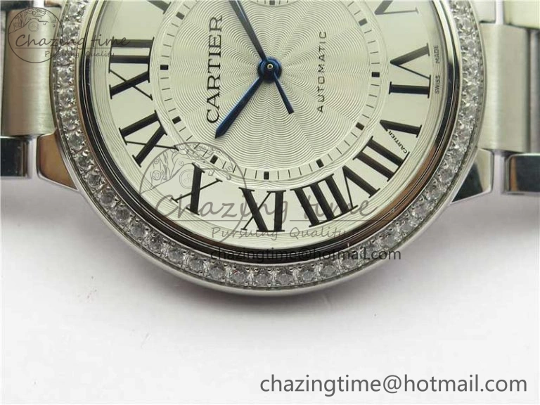 Ballon Bleu 42mm Crystal Bezel SS V6F 1:1 Best Edition White Texture Dial on SS Bracelet A2824