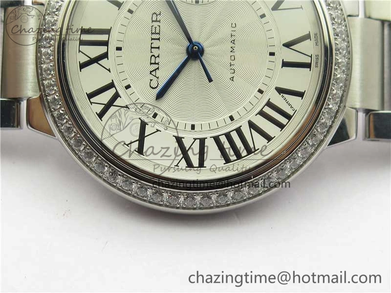 Ballon Bleu 42mm Crystal Bezel SS V6F 1:1 Best Edition White Texture Dial on SS Bracelet A2824