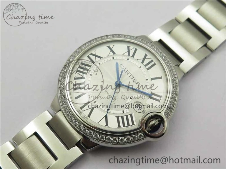 Ballon Bleu 42mm Crystal Bezel SS V6F 1:1 Best Edition White Texture Dial on SS Bracelet A2824