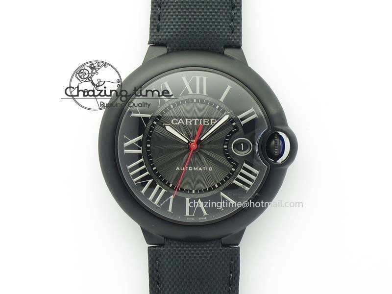 Ballon Bleu 42mm DLC Best Edition Black Dial On Black Nylon Strap A2824