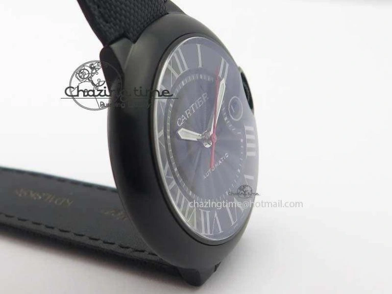 Ballon Bleu 42mm DLC Best Edition Black Dial On Black Nylon Strap A2824
