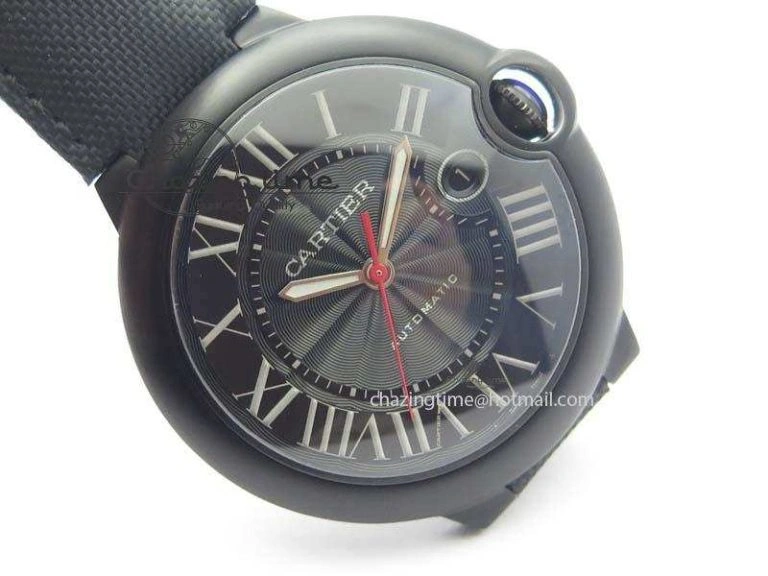 Ballon Bleu 42mm DLC Best Edition Black Dial On Black Nylon Strap A2824