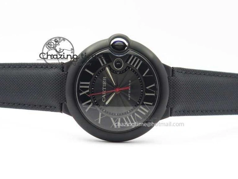 Ballon Bleu 42mm DLC Best Edition Black Dial On Black Nylon Strap A2824