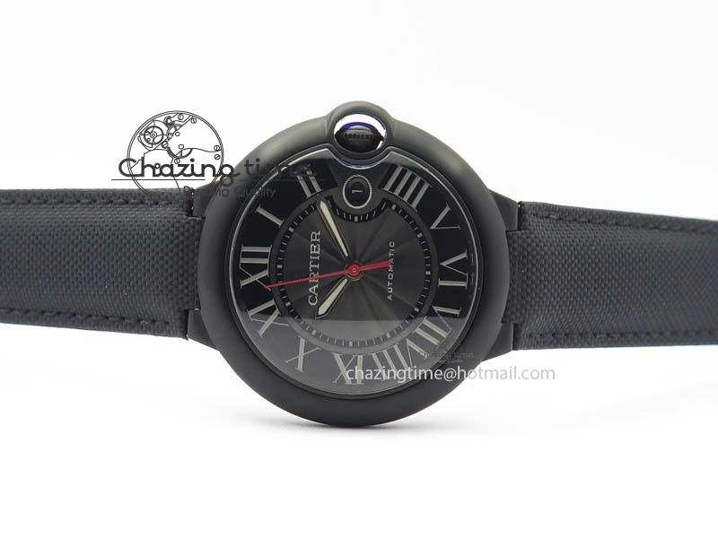 Ballon Bleu 42mm DLC Best Edition Black Dial On Black Nylon Strap A2824