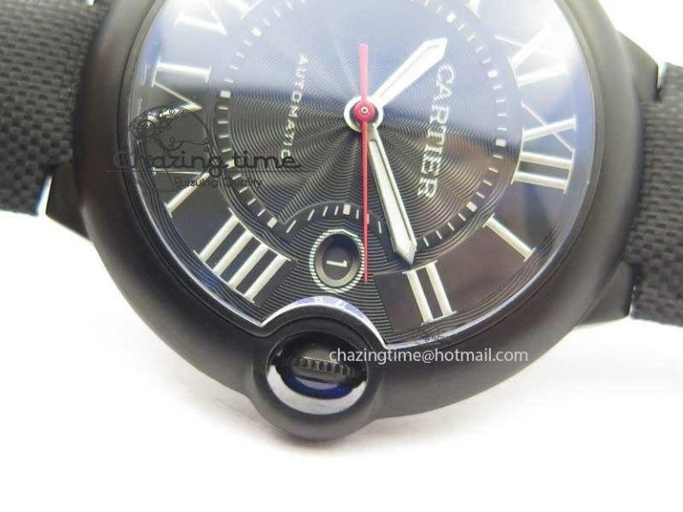 Ballon Bleu 42mm DLC Best Edition Black Dial On Black Nylon Strap A2824