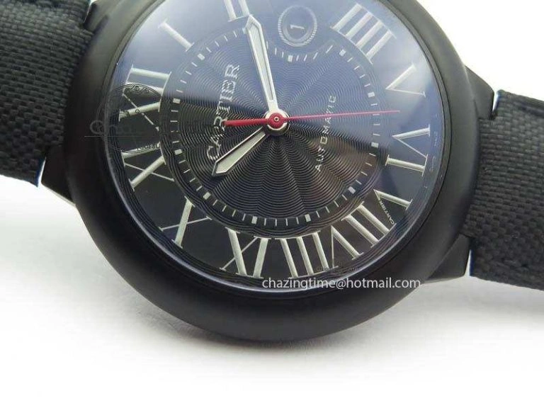 Ballon Bleu 42mm DLC Best Edition Black Dial On Black Nylon Strap A2824