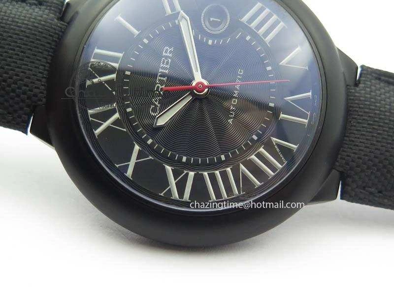 Ballon Bleu 42mm DLC Best Edition Black Dial On Black Nylon Strap A2824