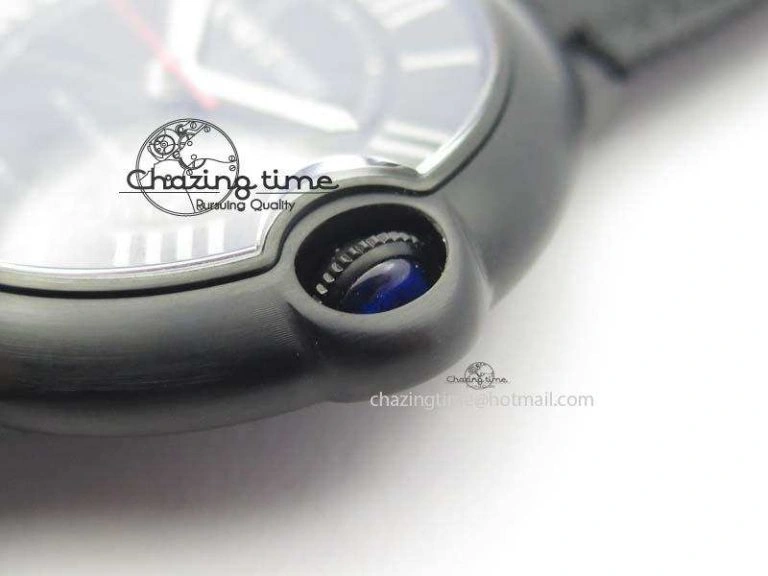Ballon Bleu 42mm DLC Best Edition Black Dial On Black Nylon Strap A2824