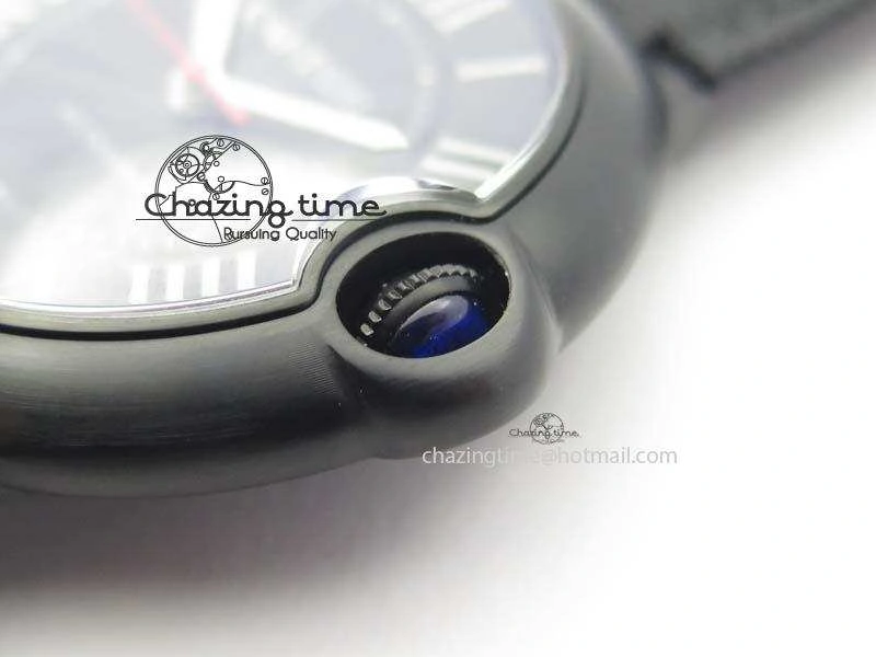 Ballon Bleu 42mm DLC Best Edition Black Dial On Black Nylon Strap A2824