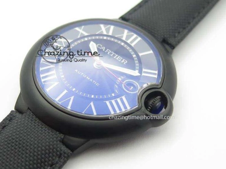 Ballon Bleu 42mm DLC Best Edition Black Dial On Black Nylon Strap A2824