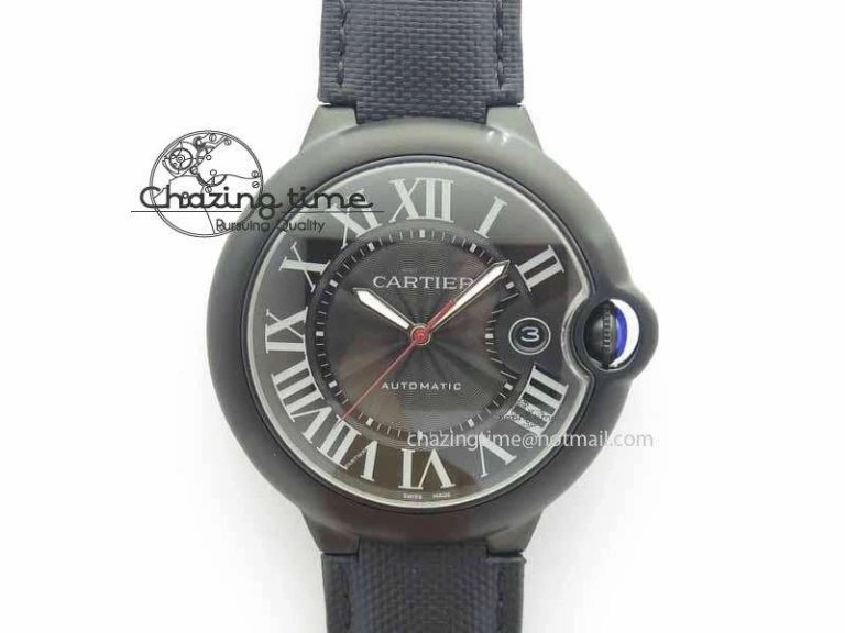 Ballon Bleu 42mm DLC JF Best Edition Black Dial On Black Nylon Strap Miyota9015