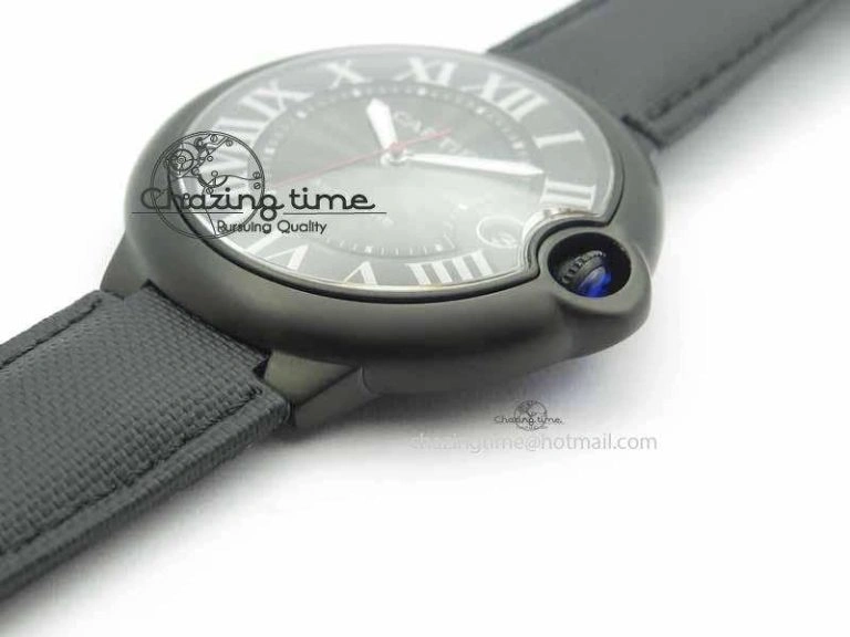 Ballon Bleu 42mm DLC JF Best Edition Black Dial On Black Nylon Strap Miyota9015