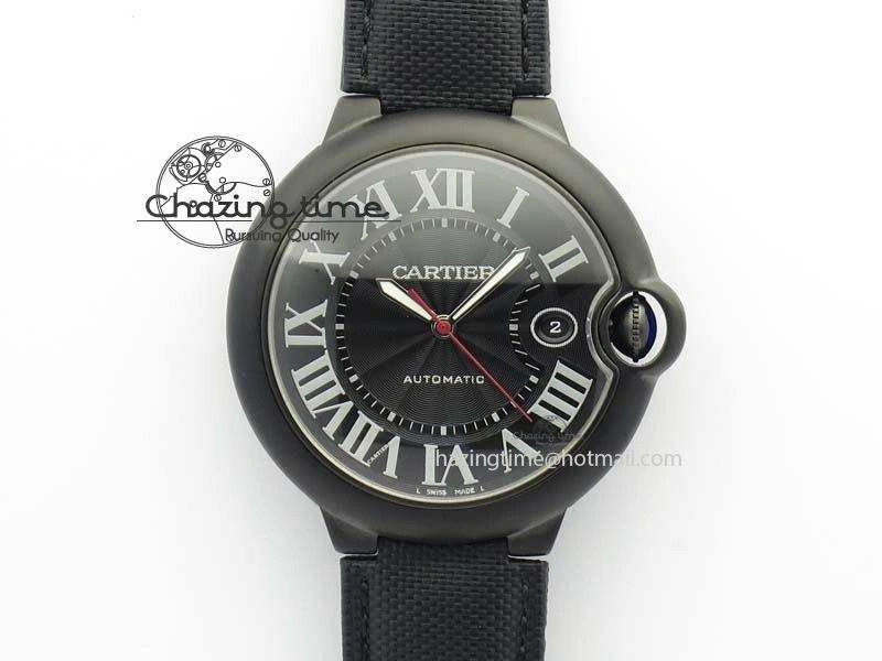 Ballon Bleu 42mm DLC V6F Best Edition Black Dial On Black Nylon Strap A2824