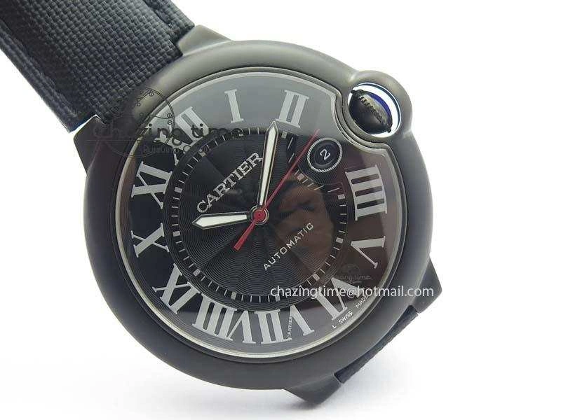 Ballon Bleu 42mm DLC V6F Best Edition Black Dial On Black Nylon Strap A2824
