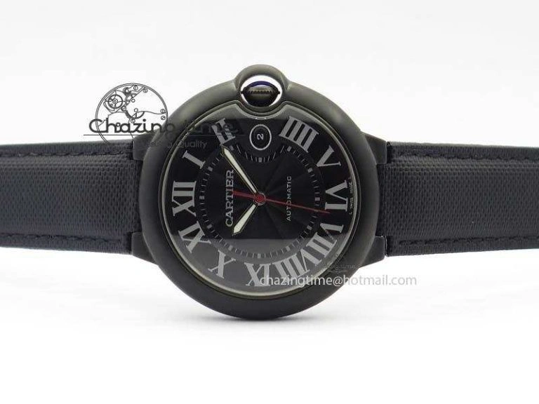 Ballon Bleu 42mm DLC V6F Best Edition Black Dial On Black Nylon Strap A2824