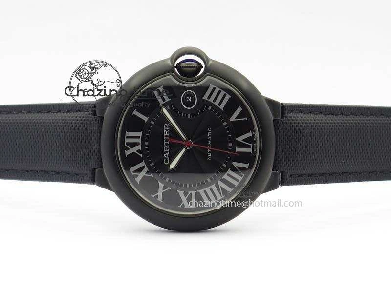 Ballon Bleu 42mm DLC V6F Best Edition Black Dial On Black Nylon Strap A2824