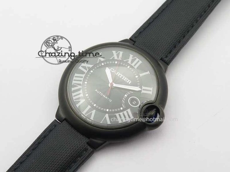 Ballon Bleu 42mm DLC V6F Best Edition Black Dial On Black Nylon Strap A2824
