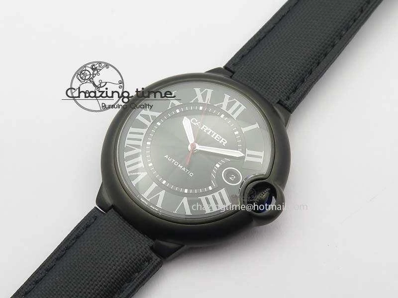 Ballon Bleu 42mm DLC V6F Best Edition Black Dial On Black Nylon Strap A2824