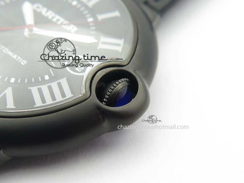 Ballon Bleu 42mm DLC V6F Best Edition Black Dial On Black Nylon Strap A2824