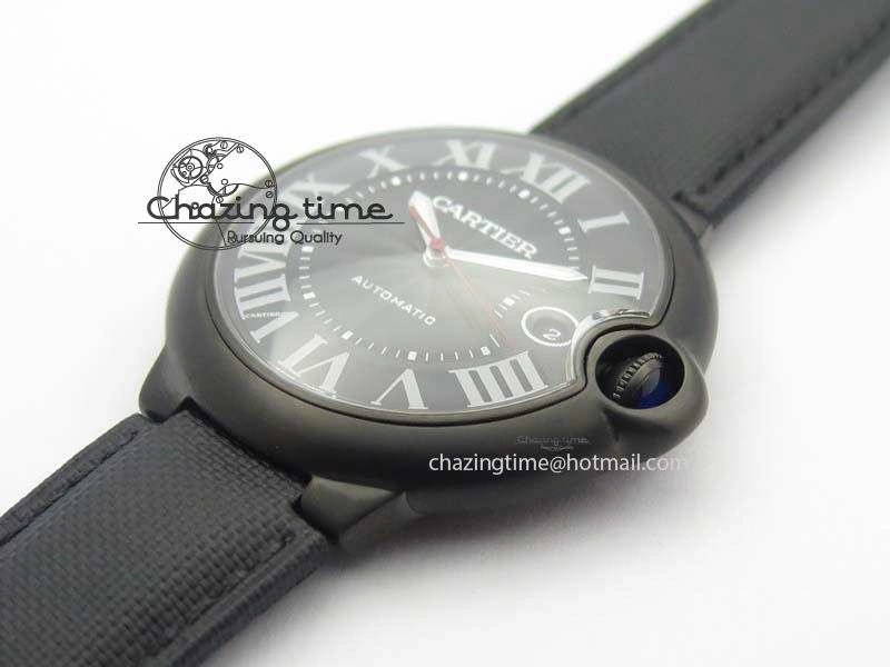 Ballon Bleu 42mm DLC V6F Best Edition Black Dial On Black Nylon Strap A2824