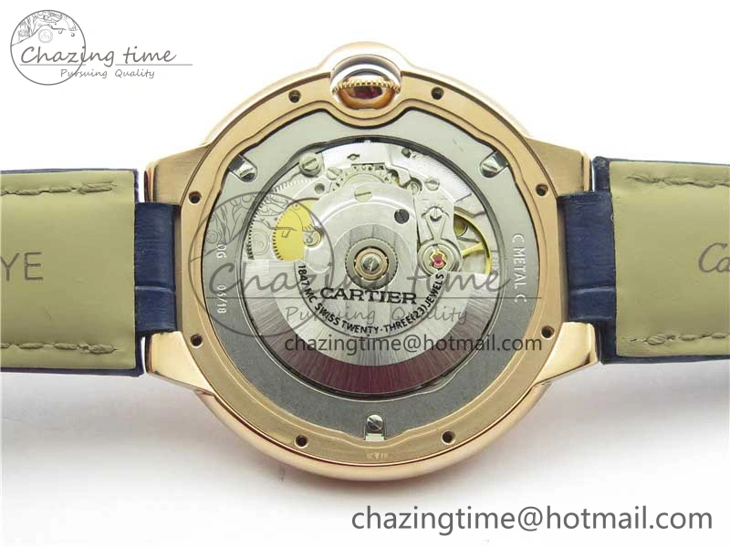 Ballon Bleu 42mm RG V6F 1:1 Best Edition Blue Texture Dial on Blue Leather Strap A2824