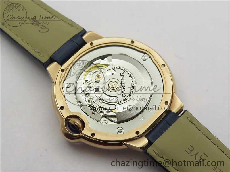 Ballon Bleu 42mm RG V6F 1:1 Best Edition Blue Texture Dial on Blue Leather Strap A2824