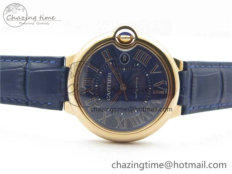 Ballon Bleu 42mm RG V6F 1:1 Best Edition Blue Texture Dial on Blue Leather Strap A2824