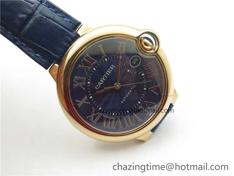 Ballon Bleu 42mm RG V6F 1:1 Best Edition Blue Texture Dial on Blue Leather Strap A2824