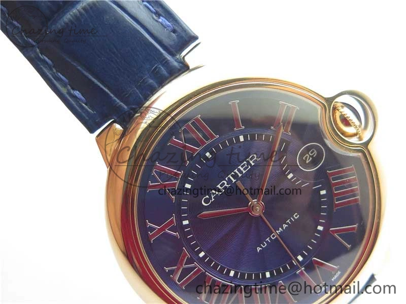Ballon Bleu 42mm RG V6F 1:1 Best Edition Blue Texture Dial on Blue Leather Strap A2824