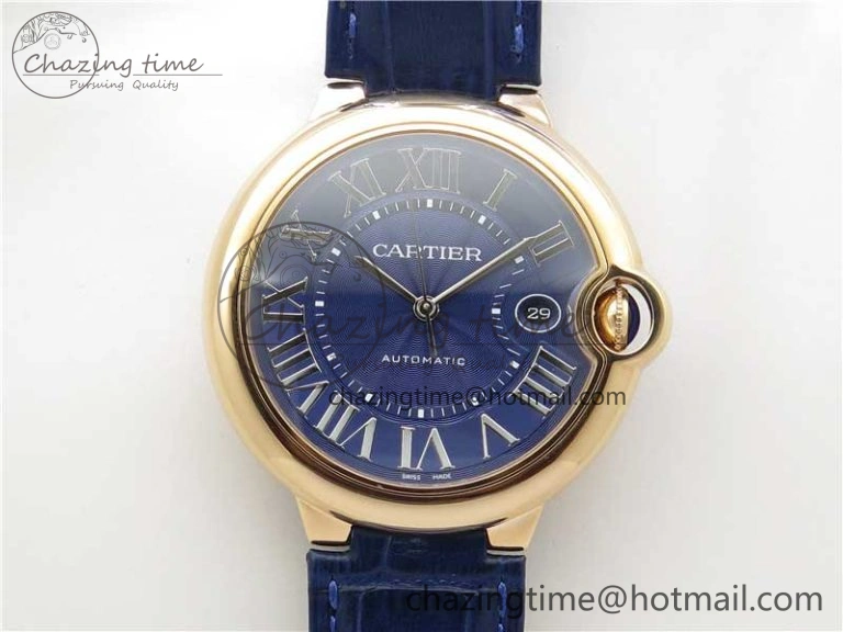 Ballon Bleu 42mm RG V6F 1:1 Best Edition Blue Texture Dial on Blue Leather Strap A2824
