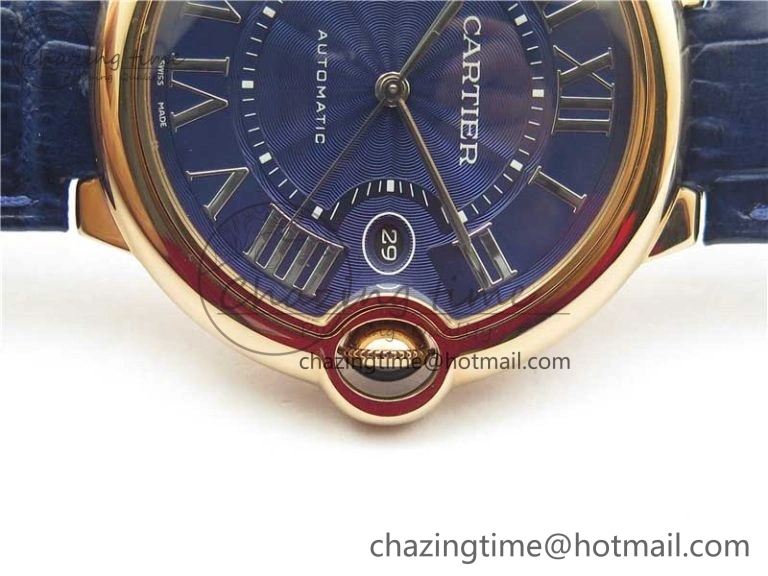 Ballon Bleu 42mm RG V6F 1:1 Best Edition Blue Texture Dial on Blue Leather Strap A2824