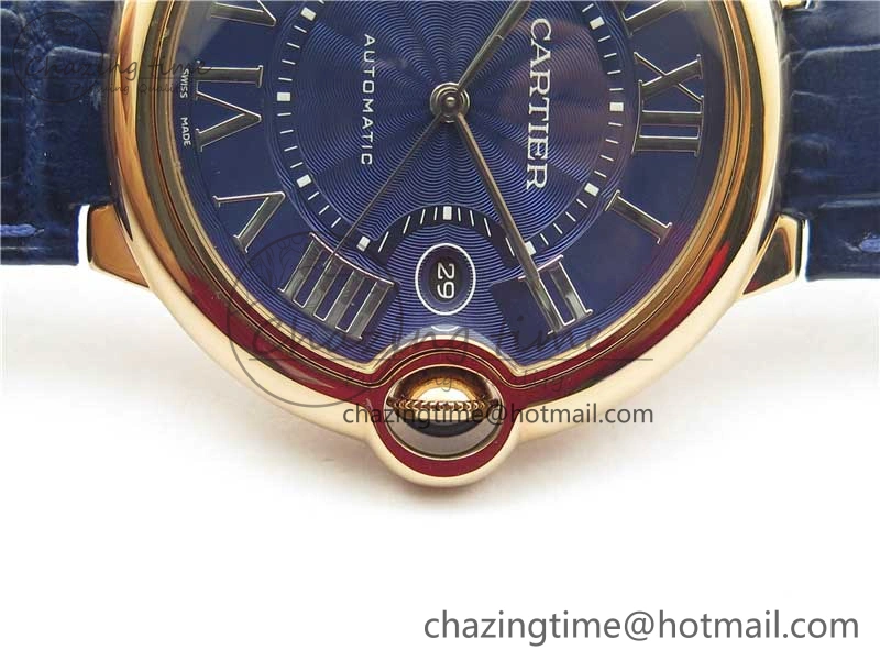 Ballon Bleu 42mm RG V6F 1:1 Best Edition Blue Texture Dial on Blue Leather Strap A2824