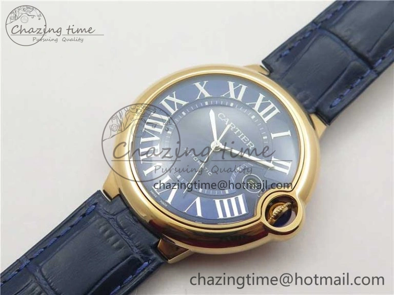 Ballon Bleu 42mm RG V6F 1:1 Best Edition Blue Texture Dial on Blue Leather Strap A2824