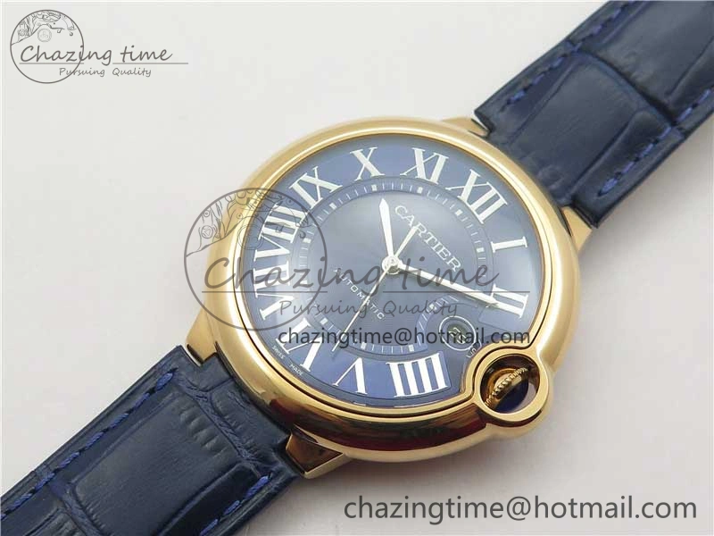 Ballon Bleu 42mm RG V6F 1:1 Best Edition Blue Texture Dial on Blue Leather Strap A2824