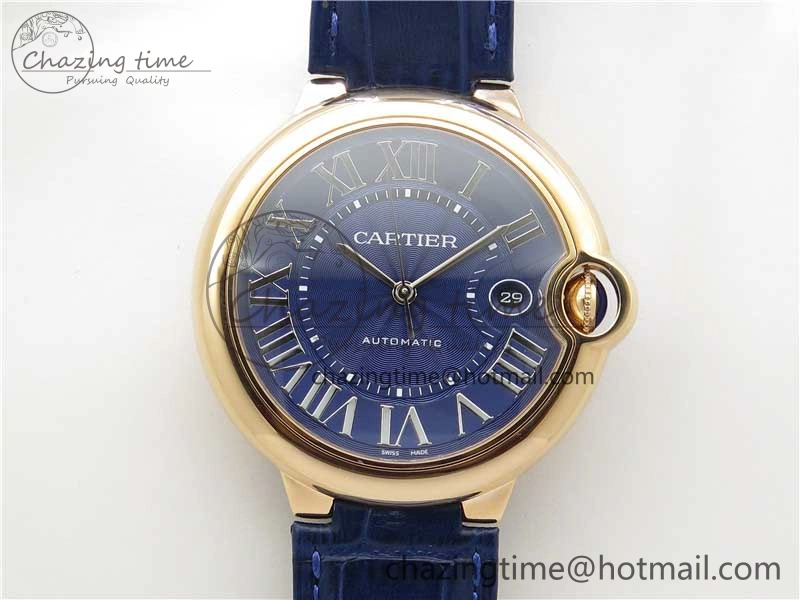 Ballon Bleu 42mm RG V6F 1:1 Best Edition Blue Texture Dial on Blue Leather Strap A2824