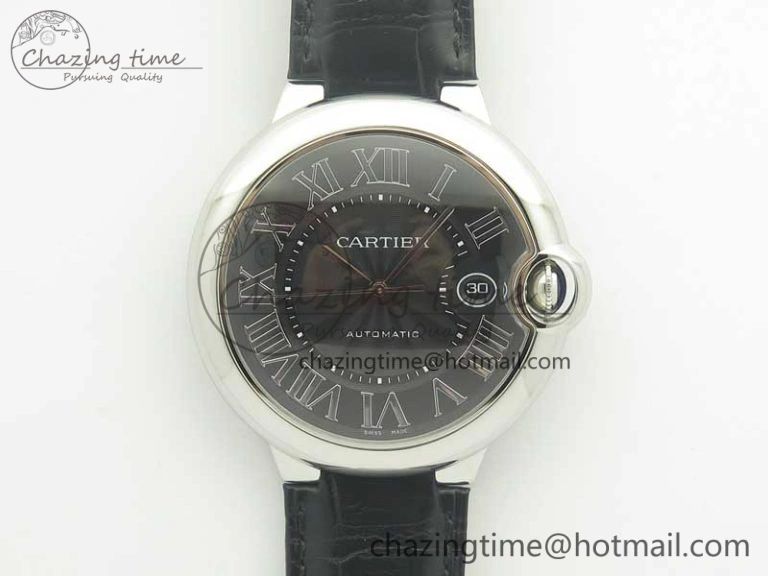 Ballon Bleu 42mm SS AF 1:1 Best Edition Black Texture Dial on Black Crocodile Strap A2892