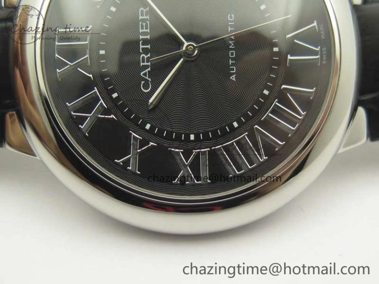 Ballon Bleu 42mm SS AF 1:1 Best Edition Black Texture Dial on Black Crocodile Strap A2892